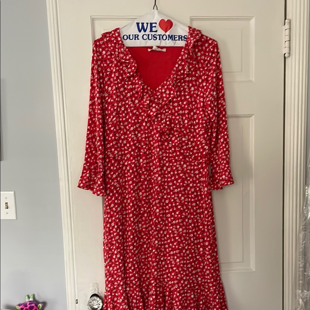 Boden Red and White Bell Sleeve Sundress